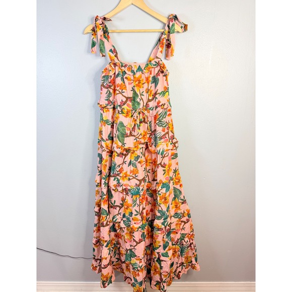 Farm Rio Square-Neck Tiered-Maxi Dress Small‎ - Picture 4 of 13